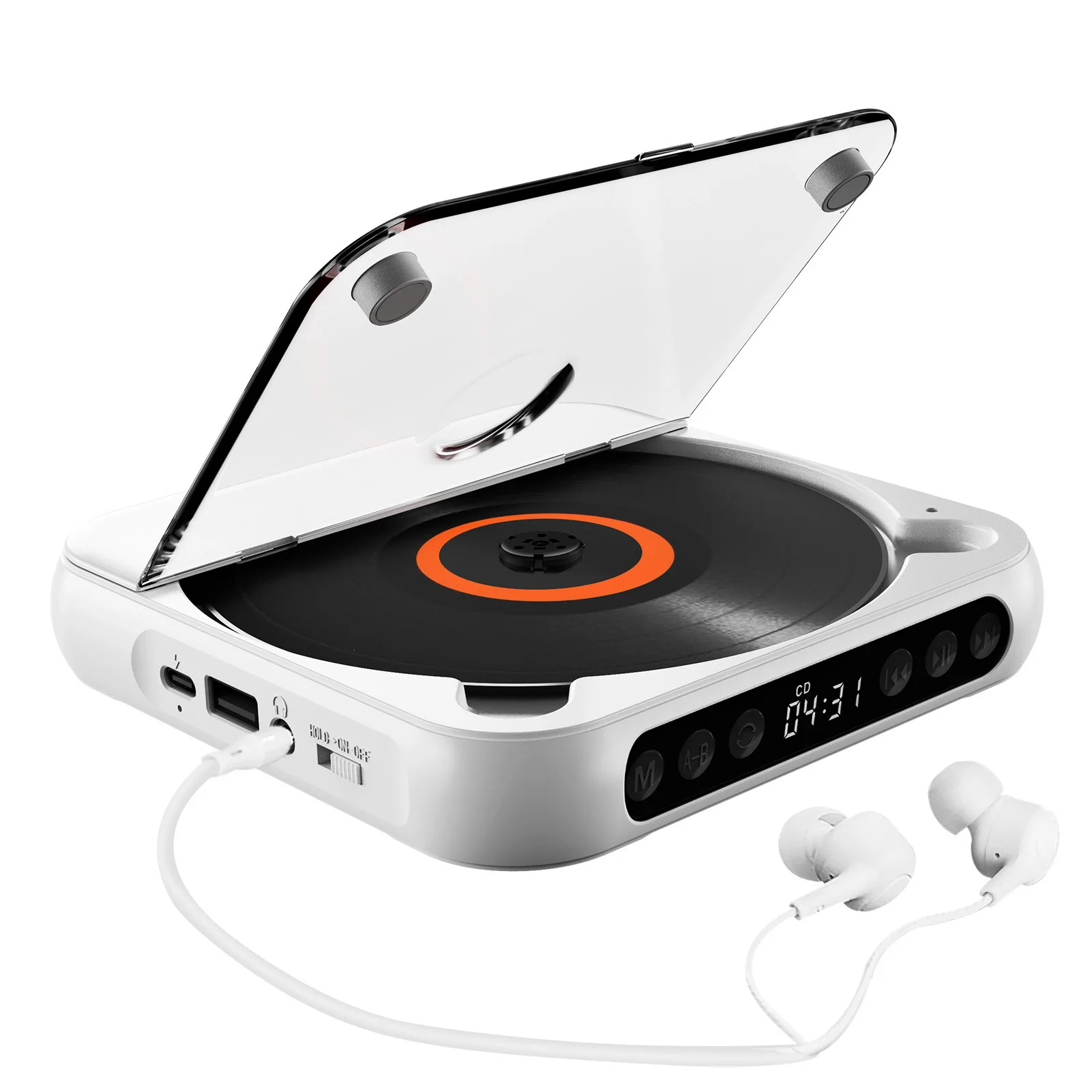 

KC-918 CD Player Portable Music Player CD Runner Dustproof Cover 6 Modes A-B Repeat Timer Remote Control External Playback