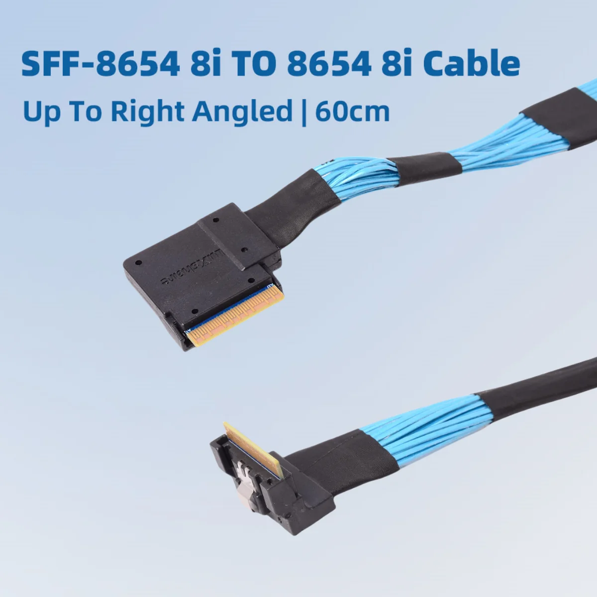 

2025 NEW Up To Right Angled SlimSAS Slimlin SAS SFF-8654 8i To SFF-8654 8i Server Data Cable for PCIe 4.0 Array Card 24G 0.6m