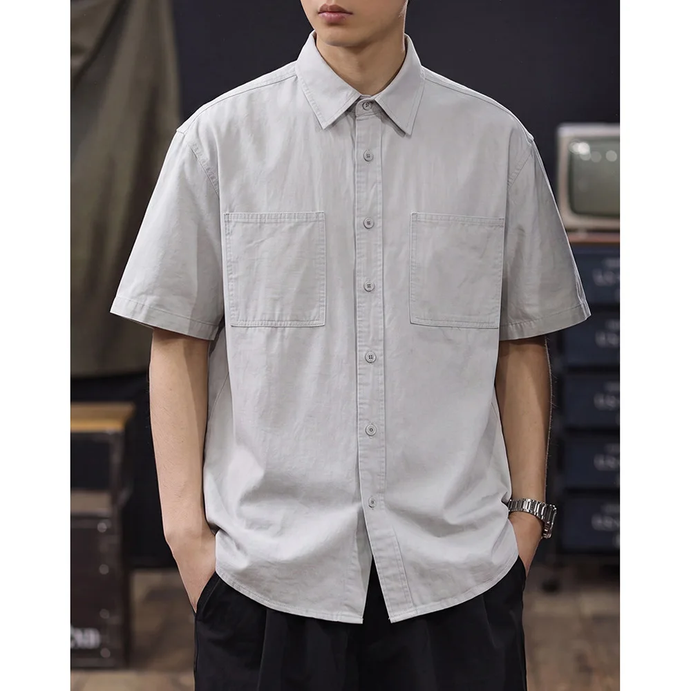 Men's Summer Fashion Vintage Pure Cotton Short Sleeve Shirt Male Japanese Streetwear Business Commute Shirts Blouses Tops