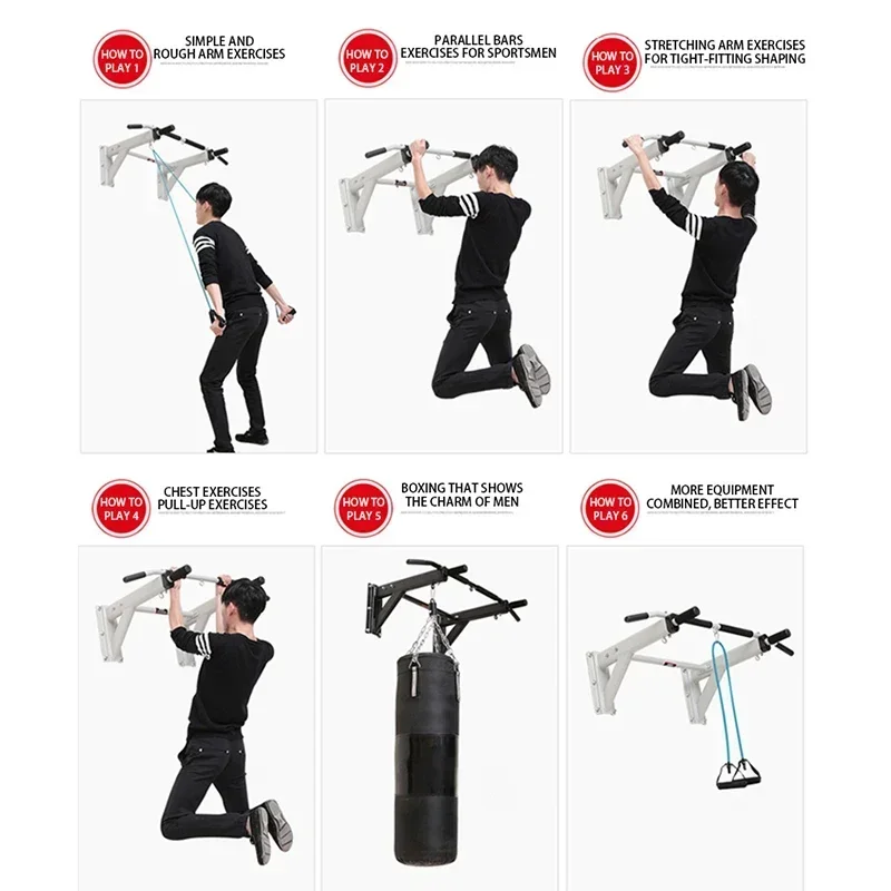 New 65 Wall Horizontal Bar Steel Plate Pull Up Device Wall Chin Up Bar Single Parallel Bars Sandbag Shelf Indoor Fitness Equ