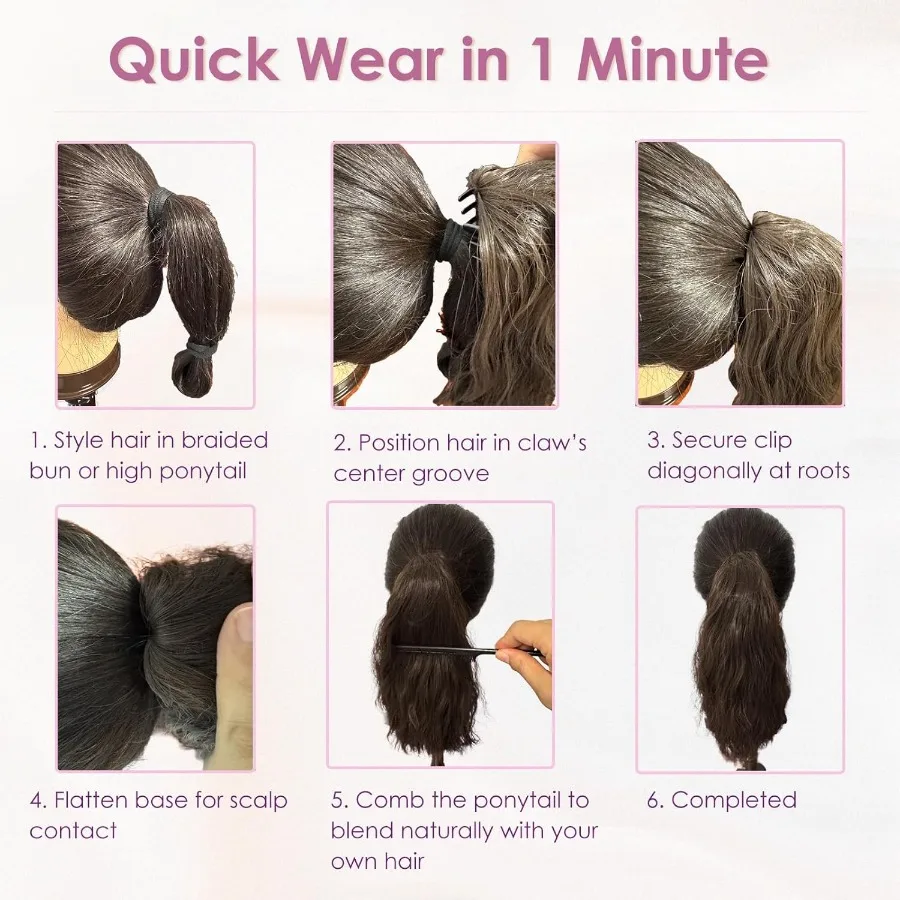 مخلب كليب ذيل حصان تمديد قصير أوبورن مجعد شعر مموج للنساء 12 بوصة قطعة شعر فو وهمية مشبك انتزاع صغير في ذيول حصان H