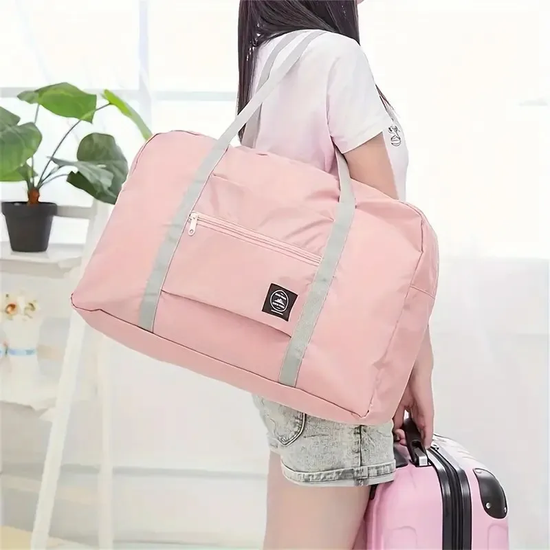 Foldable travel luggage bag, portable high-capacity luggage bag with zipper, home storage for easy carrying and storage