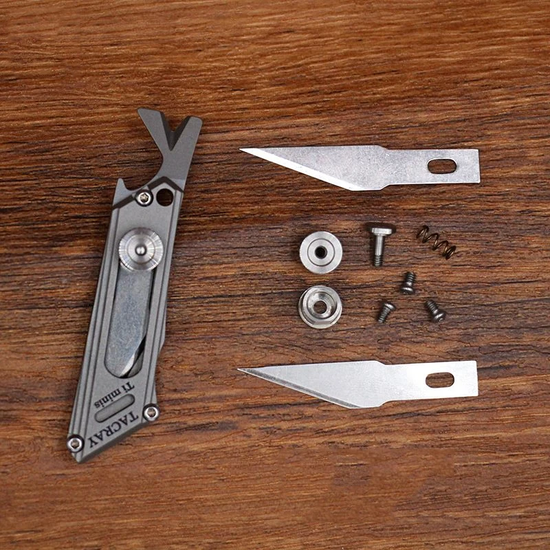 Titanium Alloy Mini Art Paper Cutter Multifunctional Keychain Bottle Opener Portable Pocket Knife