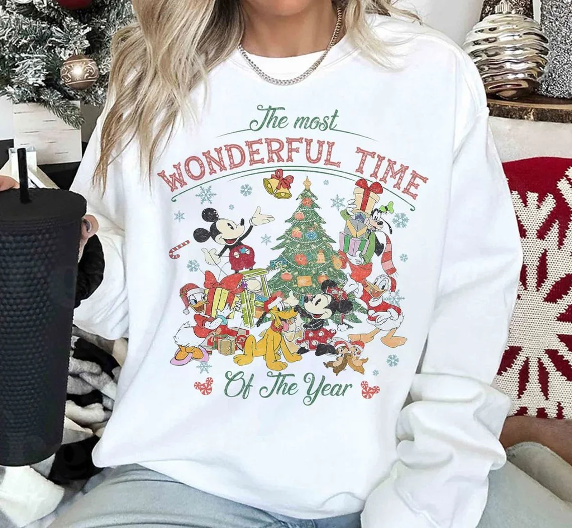 ミッキー & フレンズ クリスマス スウェットシャツ パーカー フリース レディース メンズ ガール コットン 秋冬 プルオーバー O ネック フーディ 長袖 トップ