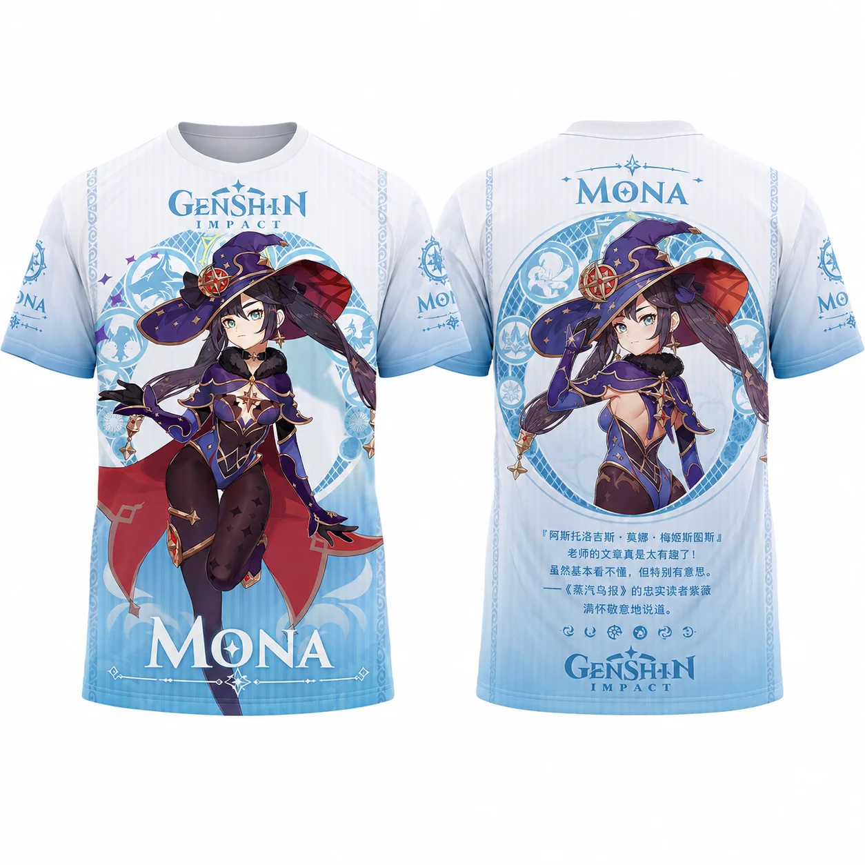 Genshin Mona Character 3D Full Print T-Shirt Breathable Quick-Drying Casual Sports T-Shirt Men and Women Top Shirt Harajuku Y2k