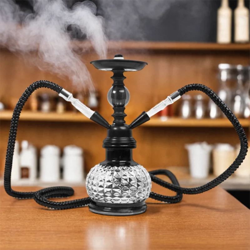 

Черный, 12,6 дюйма \ 32 см, двойной шланг 2, полный набор кальяна для бара, роскошный набор трубок для курения, набор кальян, стеклянная ваза, керамическая чаша