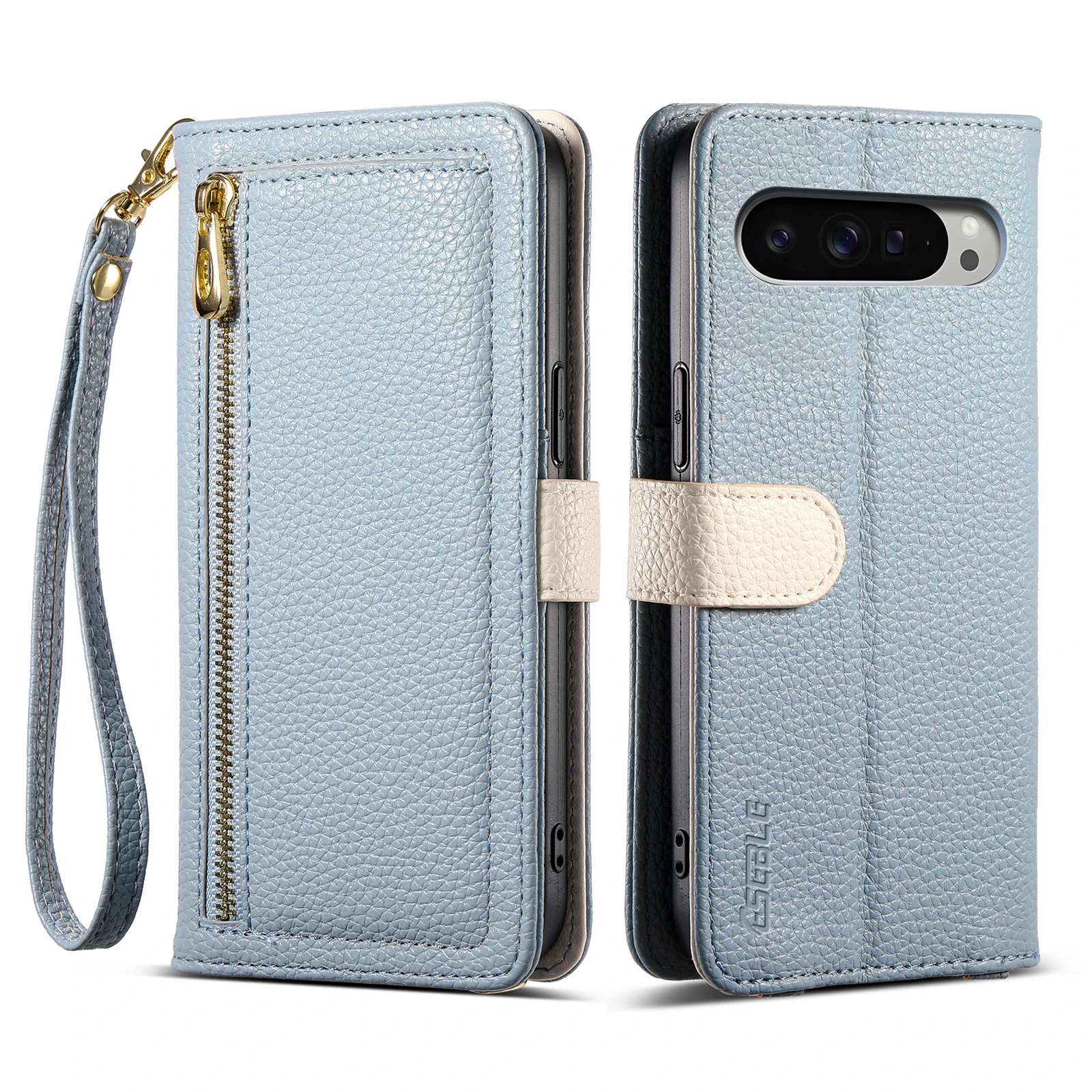 

Crossbody Cards Solt Zipper Wallet Leather Case For Google Pixel 9 Pro XL 8 8A 7 7A 6 6A Makeup Mirror Long Lanyard Strap Cover