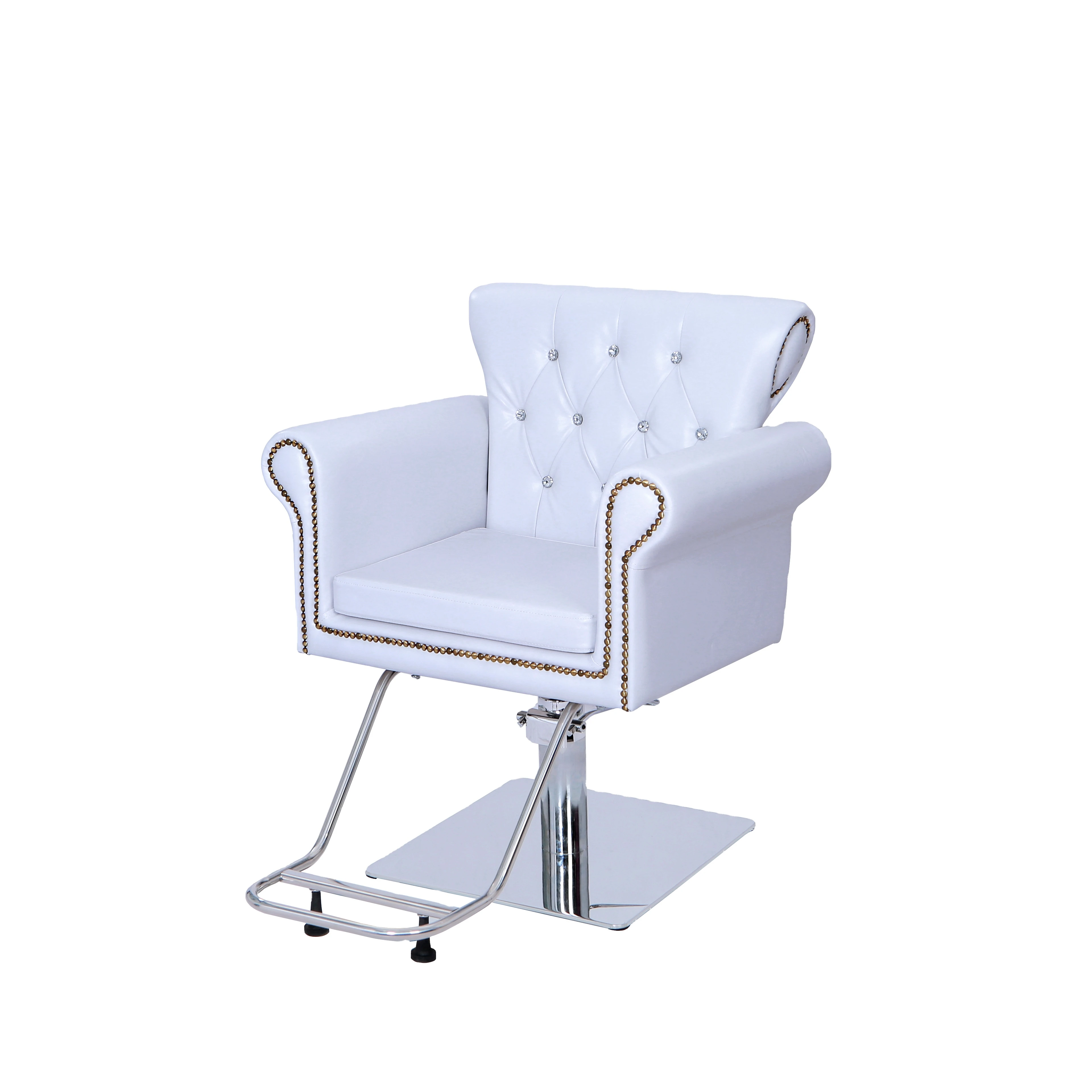 

White Lightweight Adjustable Design With Footrest Barber Chair For Professional Salons Mobile Barbers