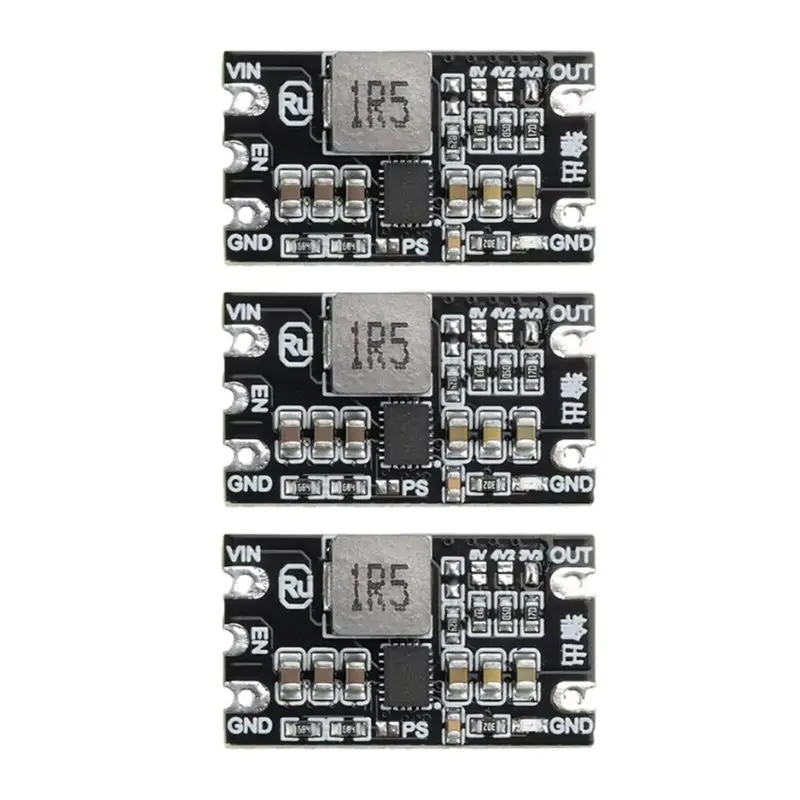 A96T Adjustable Output DC-DC Buck Boost Module 1.8-5.5V To 3.3V 4.2V 5V 3A Low Ripple Constant Voltage Module(3Pcs)