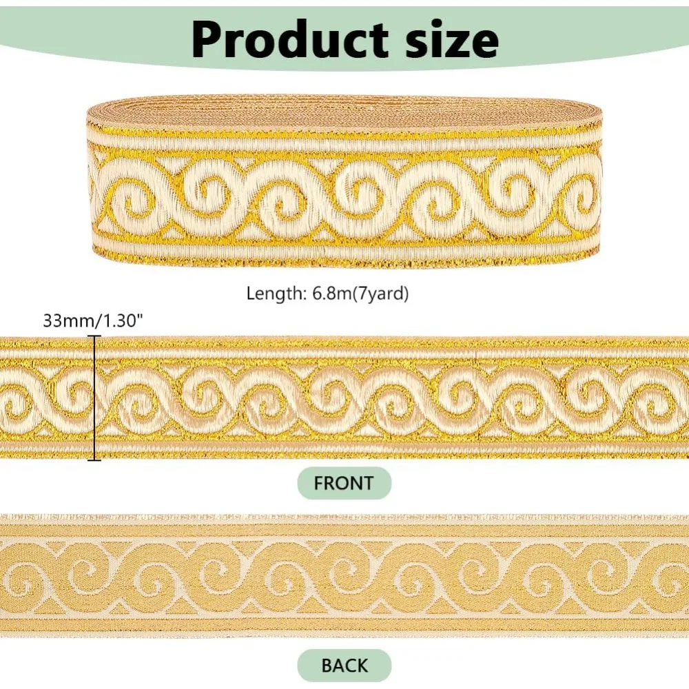 Ethnic Polyester Cloud Embroidery Ribbons Jacquard Ribbon Tyrolean Ribbon Garment Accessories Floral White 1-1/4 inch(33mm).