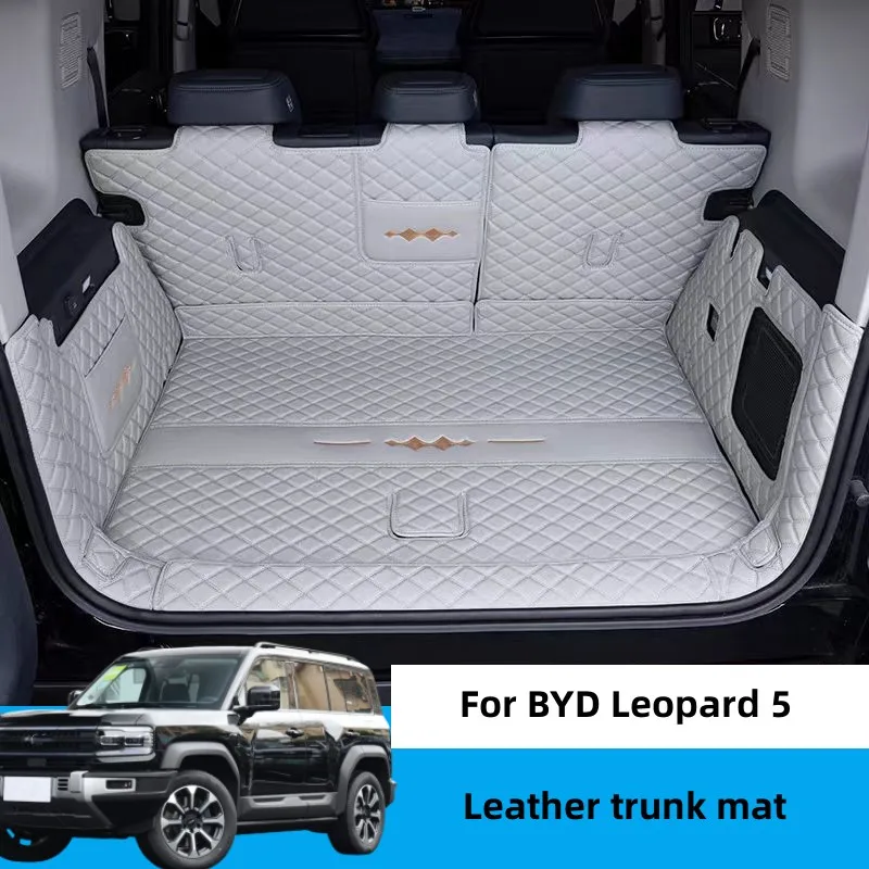 

Leather Car Trunk Protection Mat Rear Seat Back Scratch-proof Cover For BYD Leopard 5 FangChengBao 5 2023 2024 Car Accessories