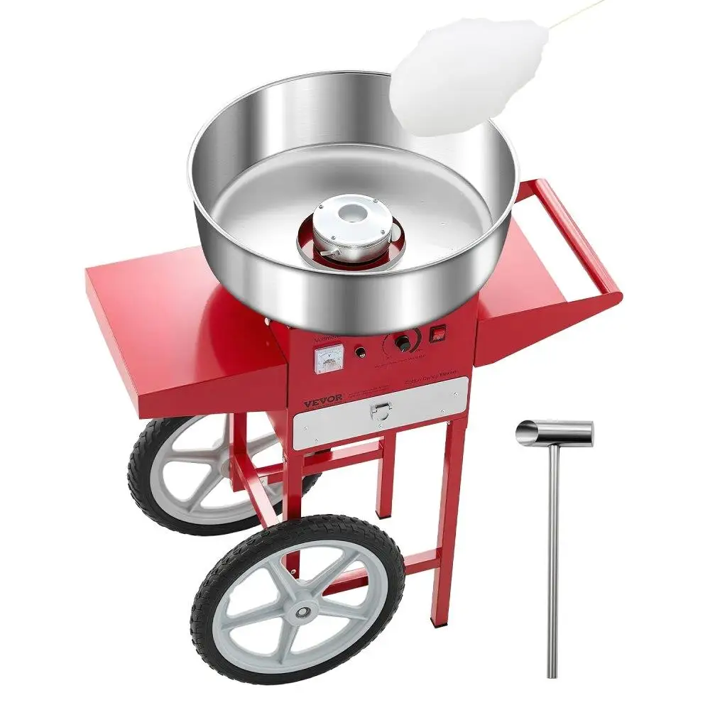 

Commercial Cotton Candy Maker Machine with Cart for Parties 1000W Red Floss Machine Fun Treats for Events