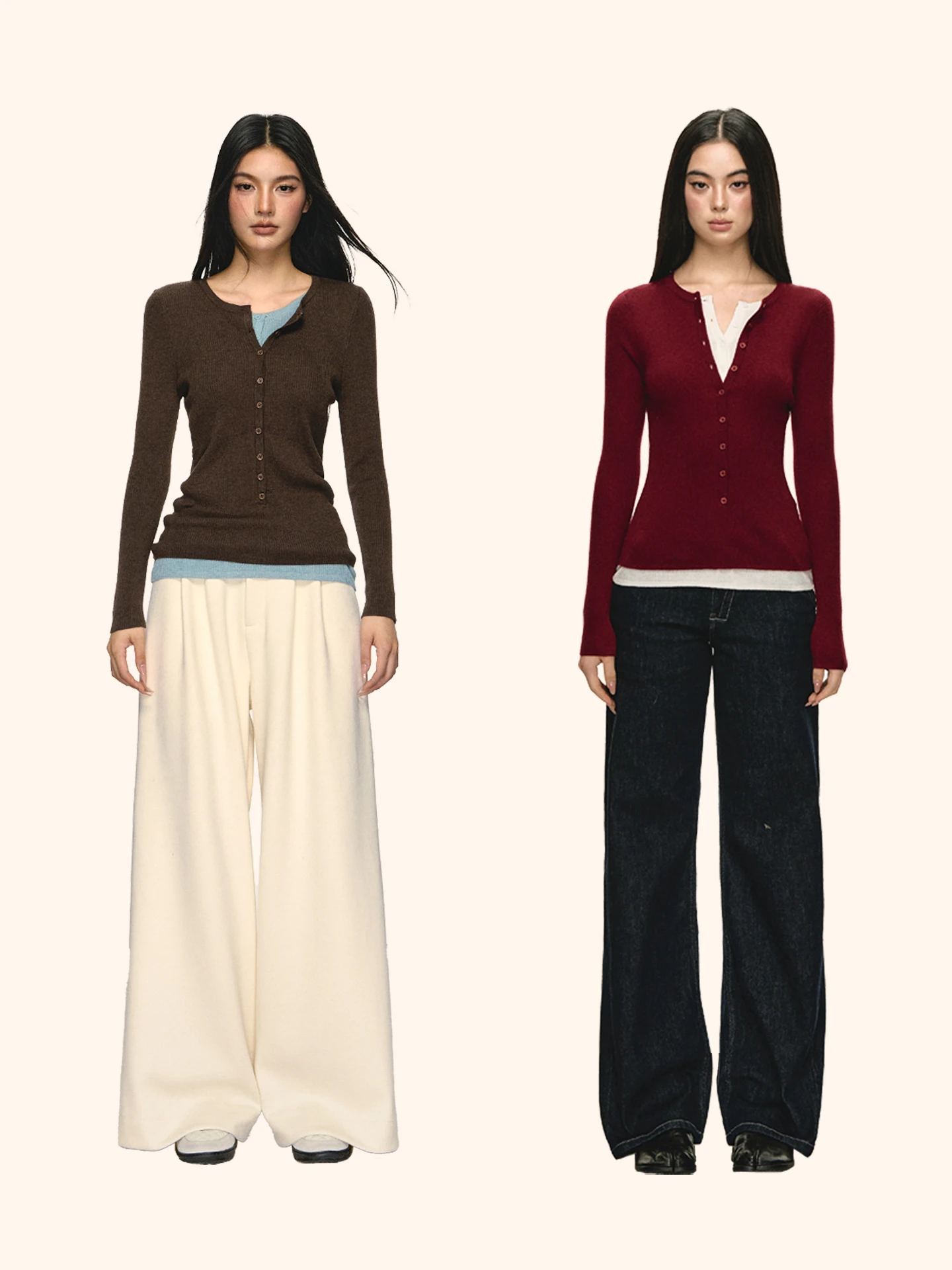 

Anna Aneae Women's Knitted Wool Long Sve Base irt Spring Autumn Color Blo Unique Inner Wear Slim Fit Casual Sle