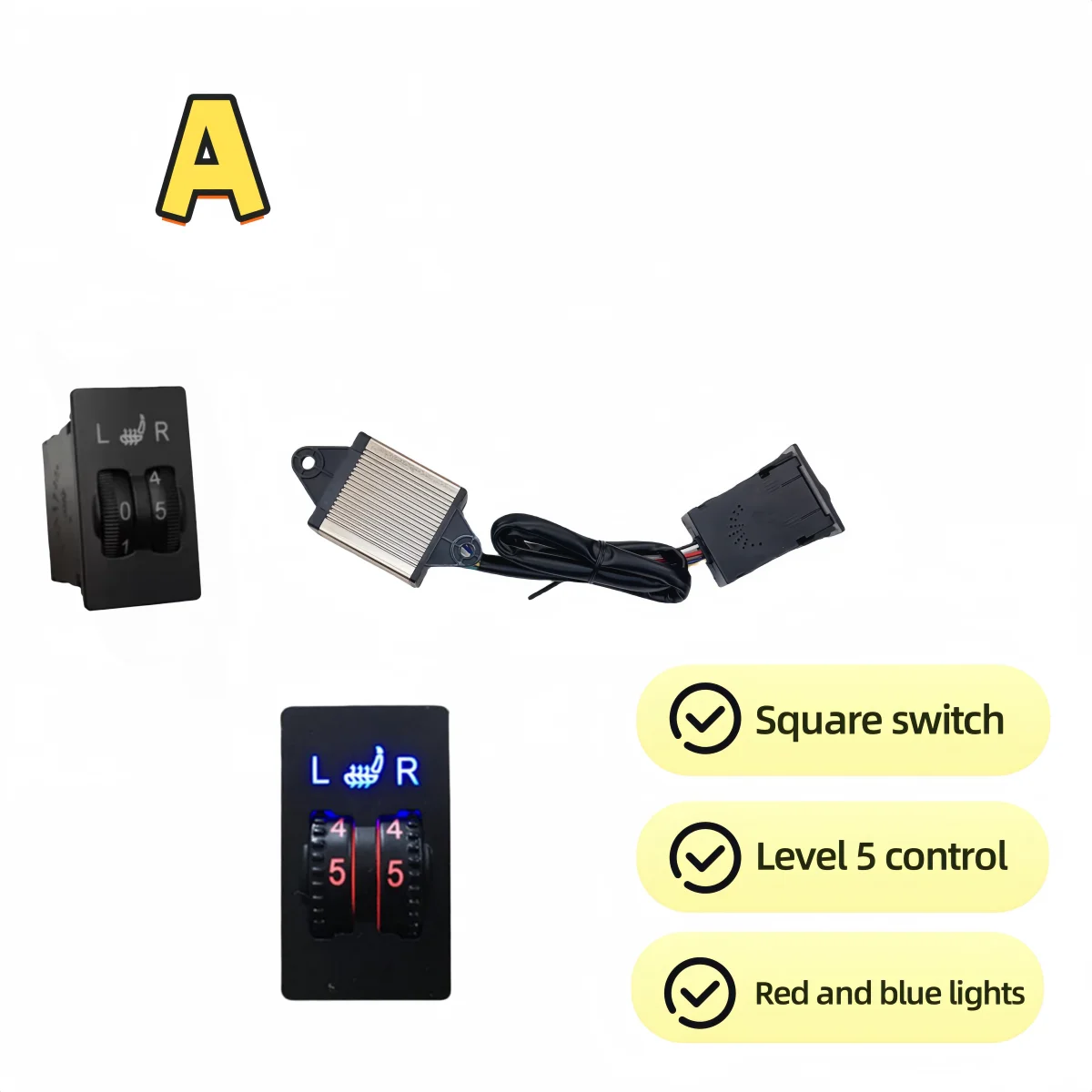 Various car seat heating switches for sale, compatible with car carbon fiber and alloy wire seat cushion components