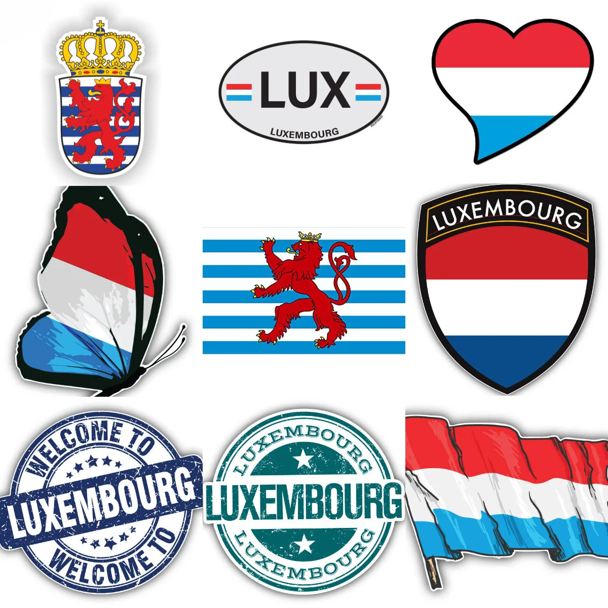 

Luxembourg LUX Flag Map Creative PVC Car Sticker for Decorate Car Van Bicycle Window Fridge Helmet Wall Decal Accessories