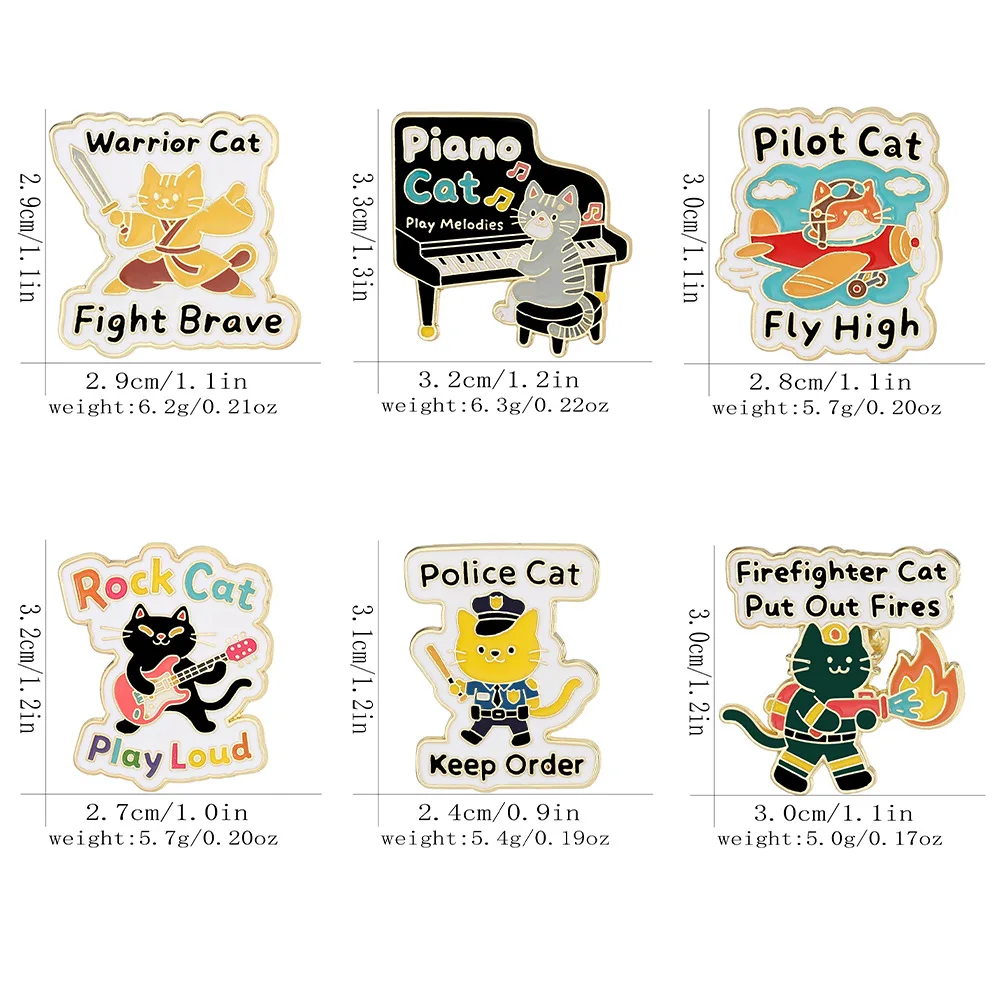 Cartoon Cat Pet Badge English Letter Alloy Oil-dripping Pin Backpack Hat Clothing Pins Decoration Accessory