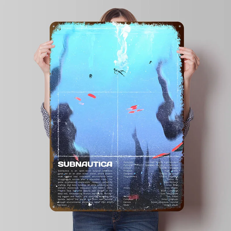 Subnautica Poster Customized Vintage Metal Signs Wall Art Retro Tin Plaque for Custom Plate Living Room Decoration Home Decor
