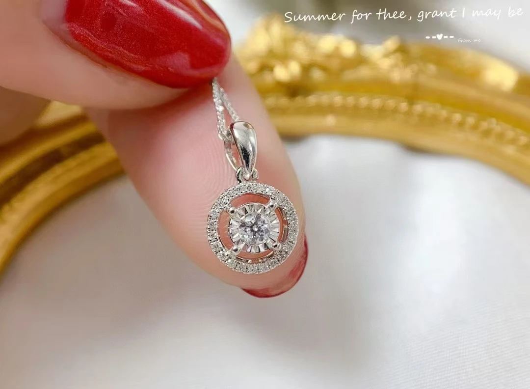 

XCL HOT SALE CLASSCIAL ROUND DIAMOND PENDANT NECKLACE FINE JEWELRY FOR PARTY ENGAGEMENT WEEDING GIFT