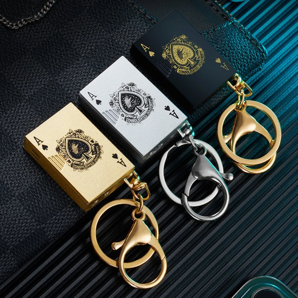 New Style Creative Mini Poker Lighter with Pendant Side Lighter Open Flame Personality Fun Lighter Wholesale Gift Tide