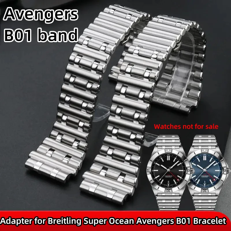 Stainless Steel Bracelet 22mm 24mm for Breitling Watchband Super Ocean Avengers Chronomat B01 Silver Rose gold Watch Strap tools