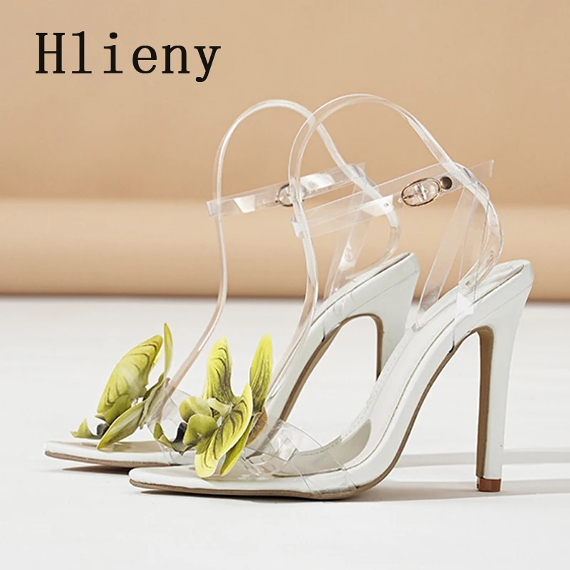 Hlieny-Sandalias puntiagudas con correa y hebilla para mujer, zapatos de tacón alto con diseño de flores, elegantes, para fiesta de boda