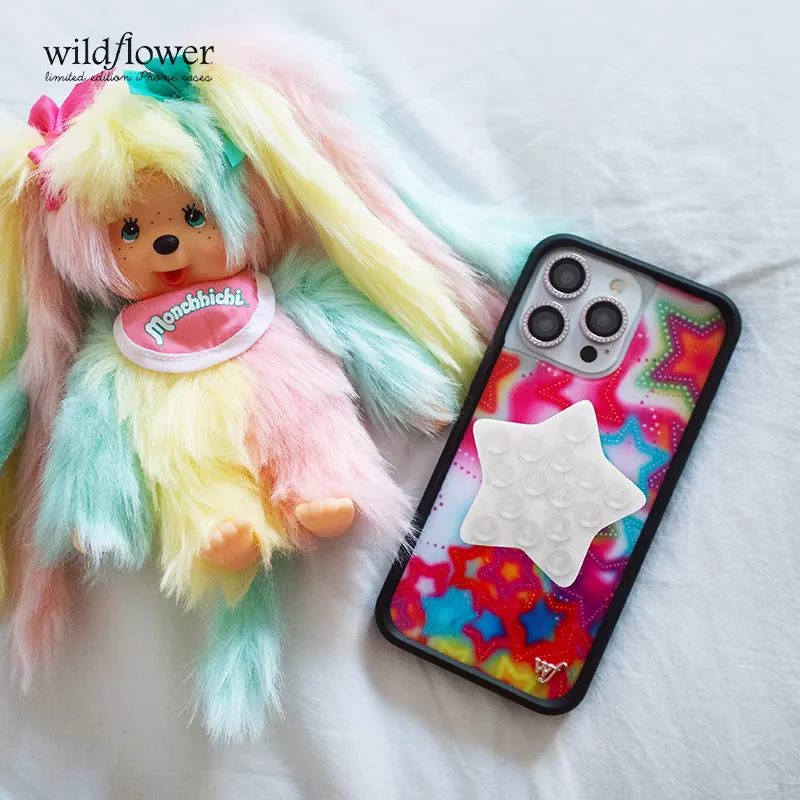 حافظة هاتف Wildflower wf Star sucker Stickeez لهاتف iPhone 16 15 14 13 12 Pro Max Plus WILDFLOWER Girl غطاء كوب شفط ستاردست