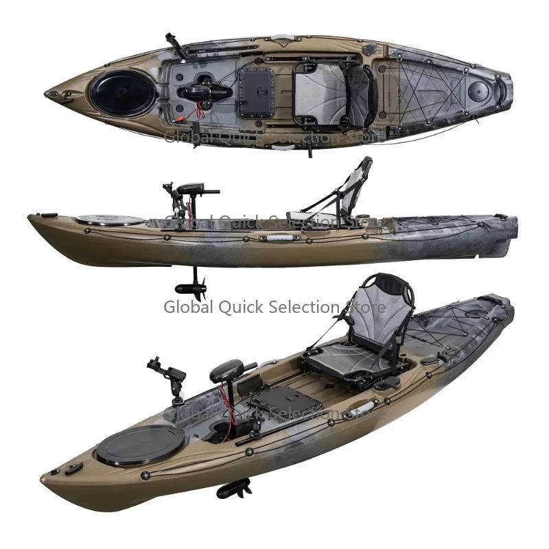3.2m Sit-on-top Fishing Kayak Equipped with Flap Pedal and Electric Motor Water Sport Canoe Boat