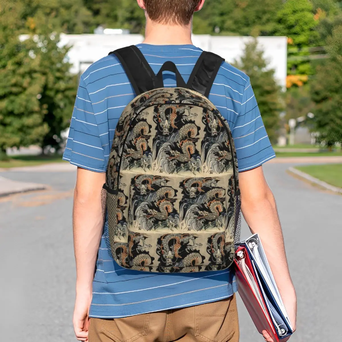 Utagawa Kuniyoshi - Dragons Backpack Student BookBag Boys Girls School Bag Laptop Shoulder Bags