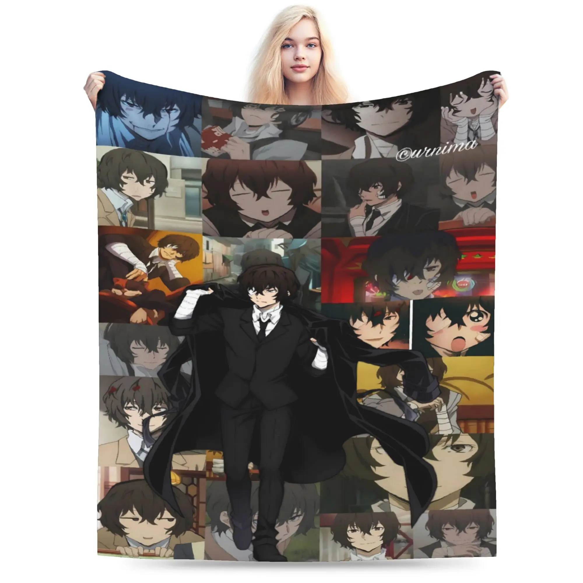 Dazai Bungo Stray Dogs Blanket  Super Soft Funny Plush Bedding Throws For Bedroom Decorative Flannel Bedspread Bed Cover