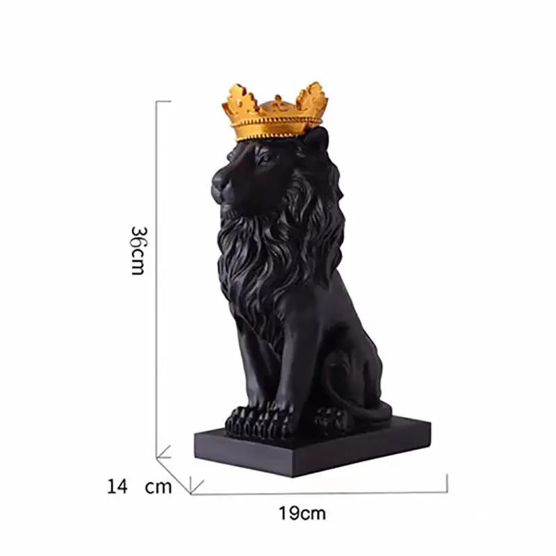 1szt Lion Animal Figurki Żywica Korona Lwy Statuetka Ręcznie robiona grafika Prezent Dekoracja biura domowego Ozdoba Pokój dzienny Biurko Wystrój