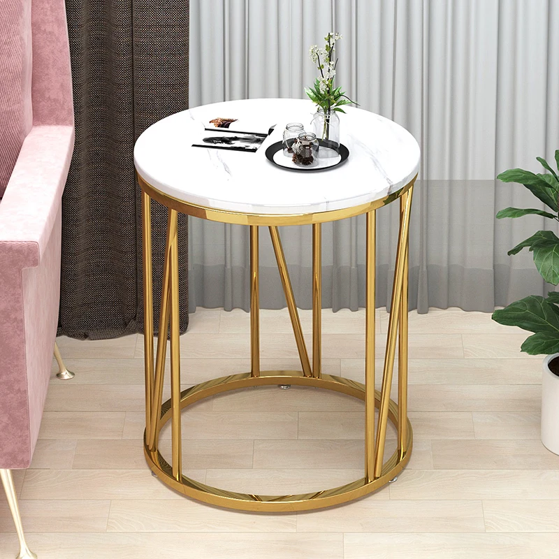 Sofa Golden Coffee Table Marble Furniture Small Round Bedside Coffee Table Modern Loft Legs Metal Table Ronde Home Decoration