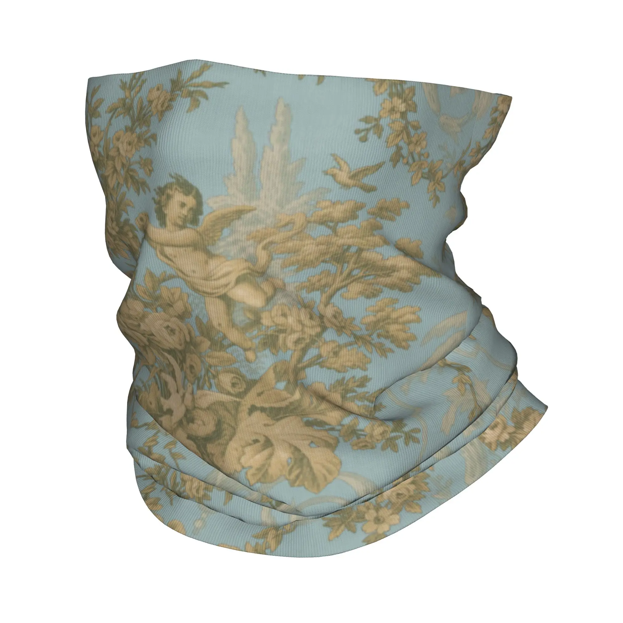 Vintage French Blue Toile De Jouy Neck Gaiter Women Men UV Protection Antique Traditional France Art Bandana Scarf for Ski