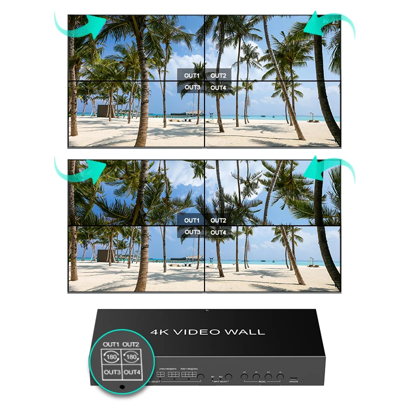 Factory  Video Wall Controller  2x2 4k Input hdmi Output Self-adaptive L/R Audio Output IP/RS232 Control Video Wall Controller
