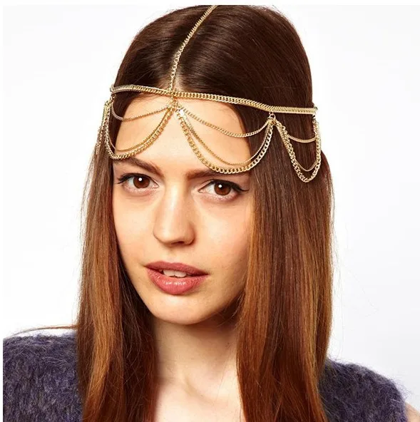 

European and American simple classic metal chain, headband, headband, jewelry T