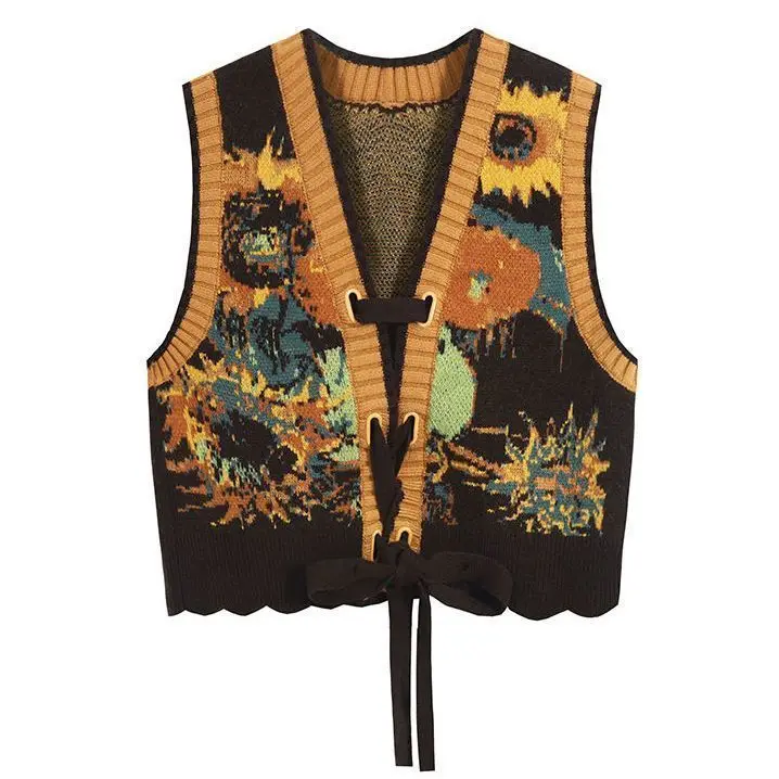 

2025 New Vest Art Raw Milk Vest Knitted Vest Hong Kong Flavor Retro Early Autumn Sweater Outer Wear