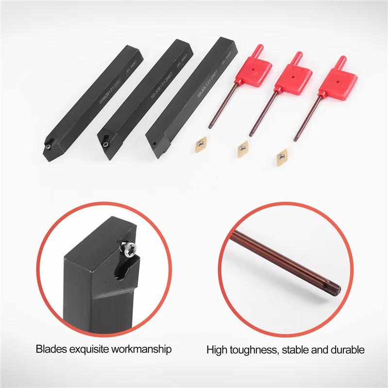 2025 Hot Style 3Pcs 1/2 Inch CNC Lathe Carbide Turning Tools Indexable Holder Set SDNCN1212H07 + SDJCL1212H07 + SDJCR1212H07+3Pc
