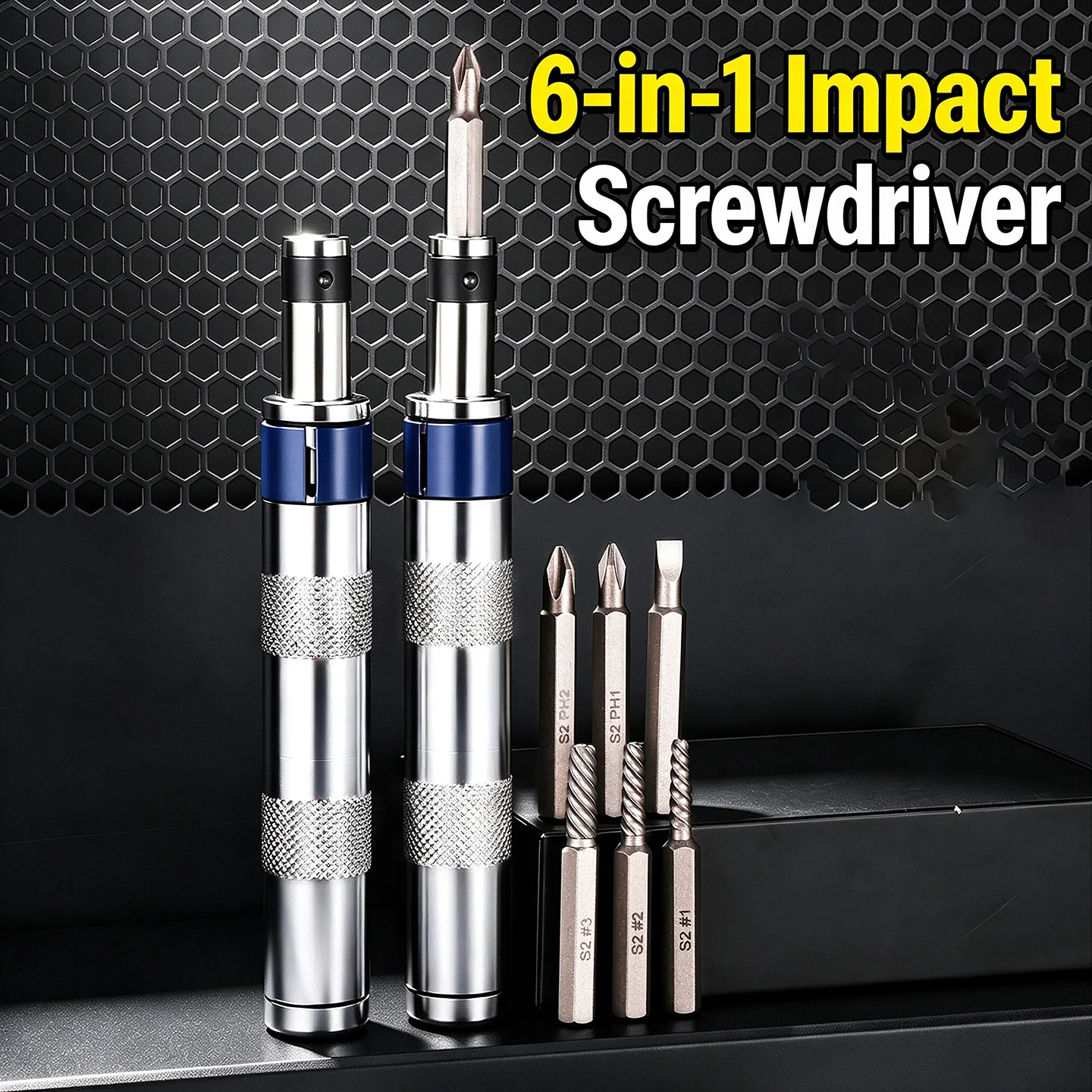 6 In1 Impact Screwdriver Set 1/4 Inch Hammer Shock Driver Rusted Stuck Broken Fastener Remover Tool Kit Motorcycle Repair