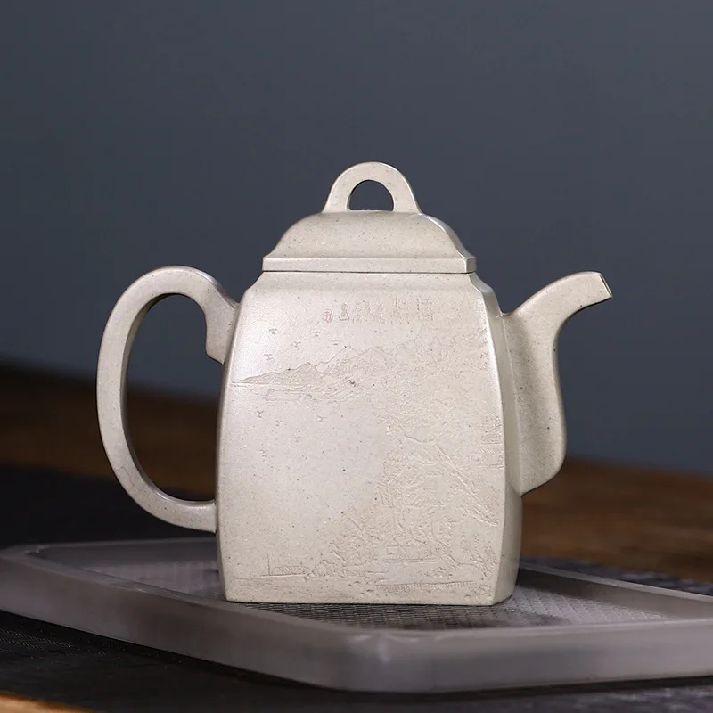 Drop-Shipping Handmade Yixing Pure Purple Clay Teapot With Engraved Designs High-End Tea Set Traditional Chinese Style