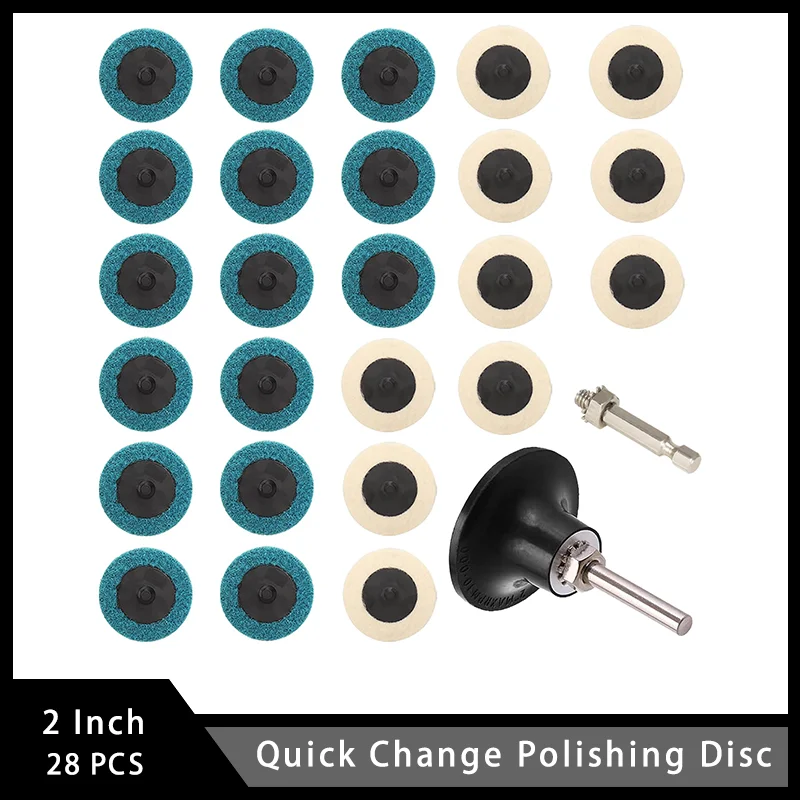 2 Inch Quick Change Polishing Disc 28 Pcs Blue Fine Surface Conditioning Discswith Wool Sanding Disc for Polishing and Sanding