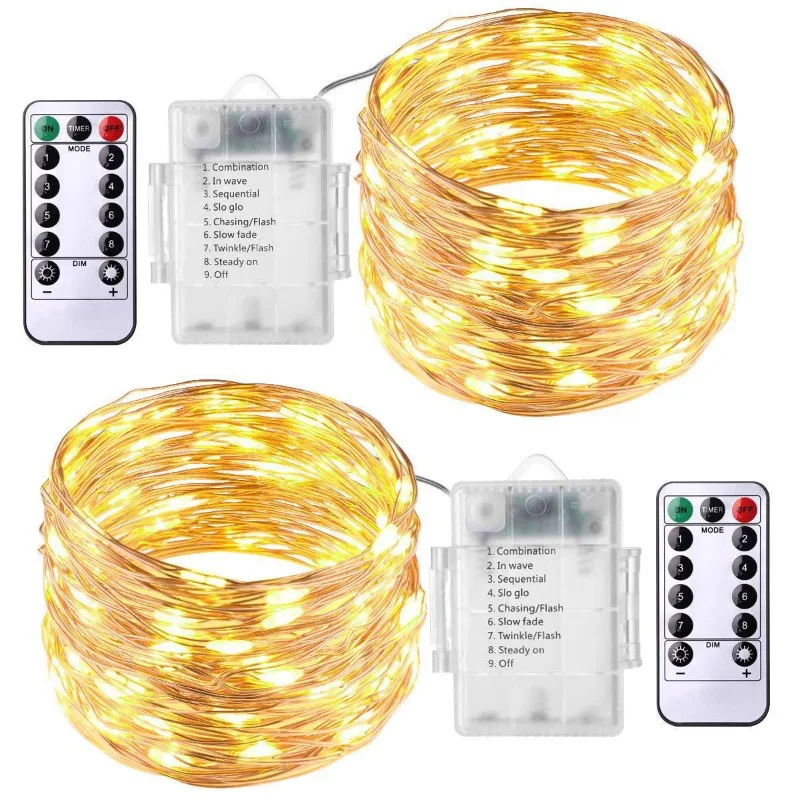 Battery Fairy Lights 50-300LED with Remote, Waterproof Copper Wire String for Bedroom Xmas Wedding Party Decor