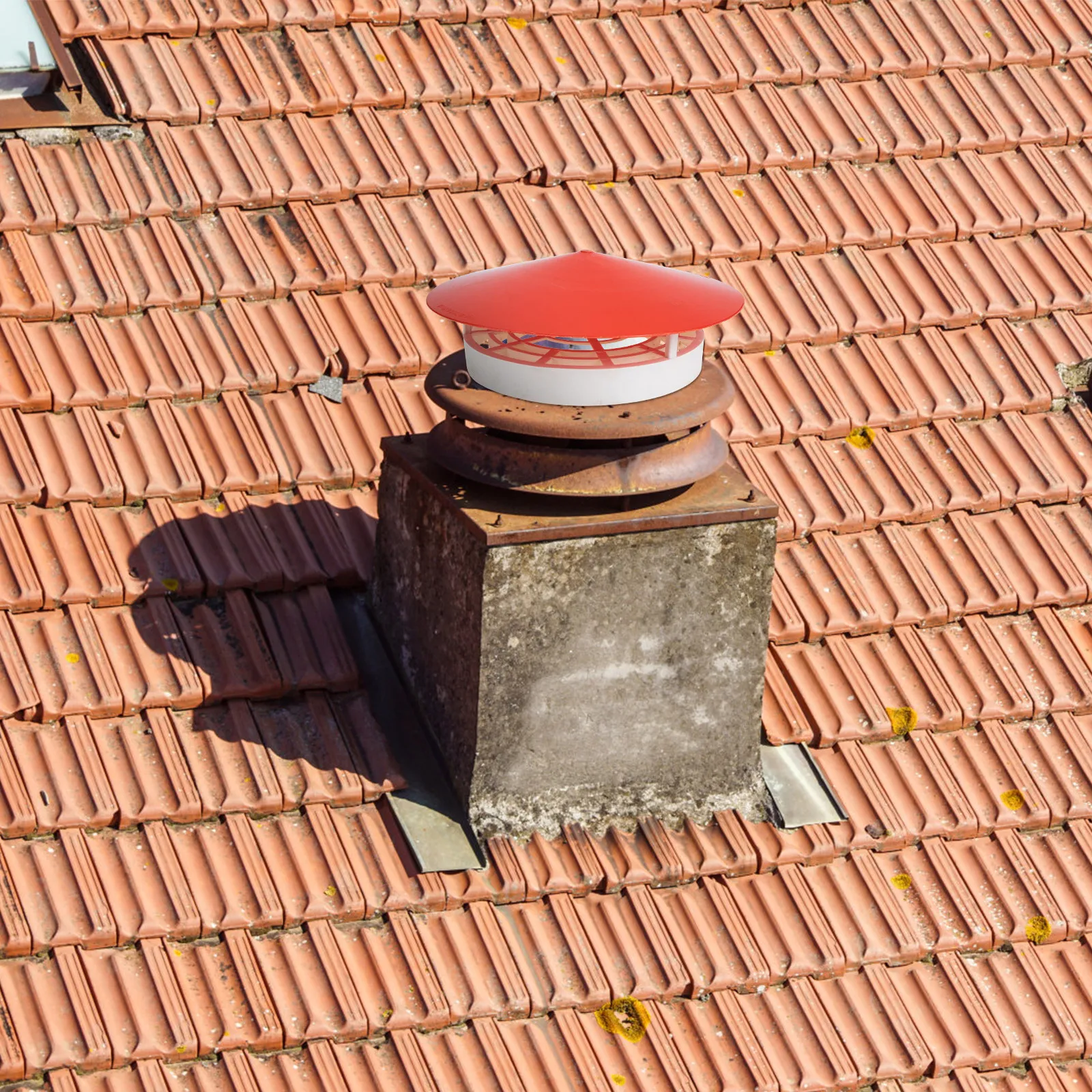 Rainproof Roof Vent Cover Durable PVC Chimney Protector Slant Design Quick Drainage Practical Function Garden Home