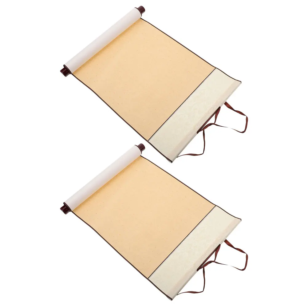 

2 Pcs Reel Calligraphy Supplies Made Rice Paper Brush Ink Painting Decoration Scroll Office