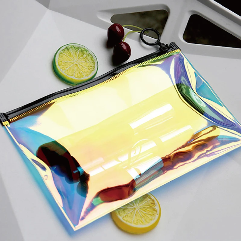 Laser Transparent Cosmetic Bag Women Cute Makeup Bag Pouch Waterproof Travel Wash Beauty Case Bag Organizer