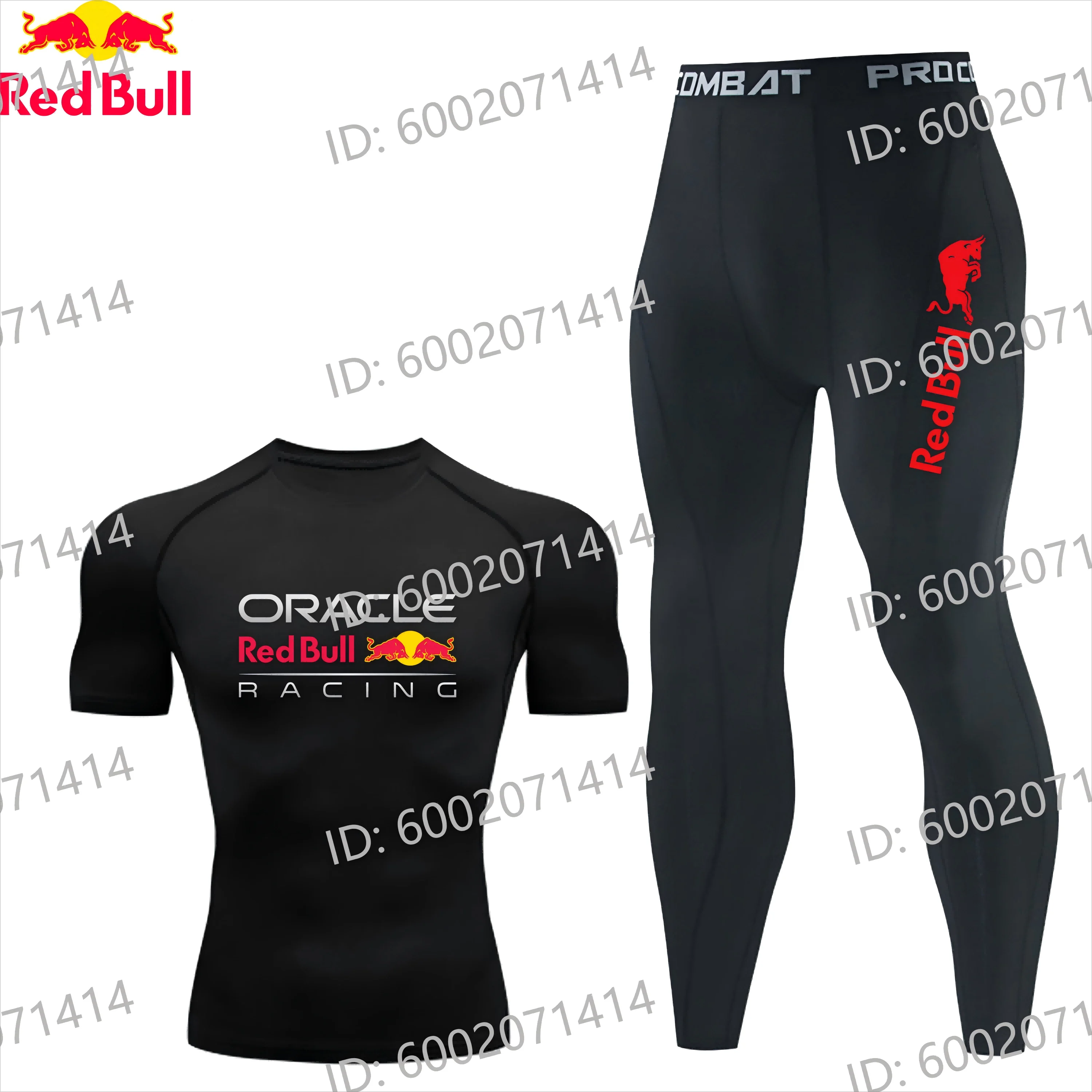 

High Quality Red Bull Spring/Summer Sportswear Men'S Short Sleeved Suit Compression Sportswear Fitness Suit Running Sportswear