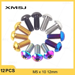 XMSJ M5X10 12mm Titanium Disc Brake Fixing Screw Bolt Bicycle Rotor Fastening Bolt T25 Torx Head MTB Accessories 12pcs