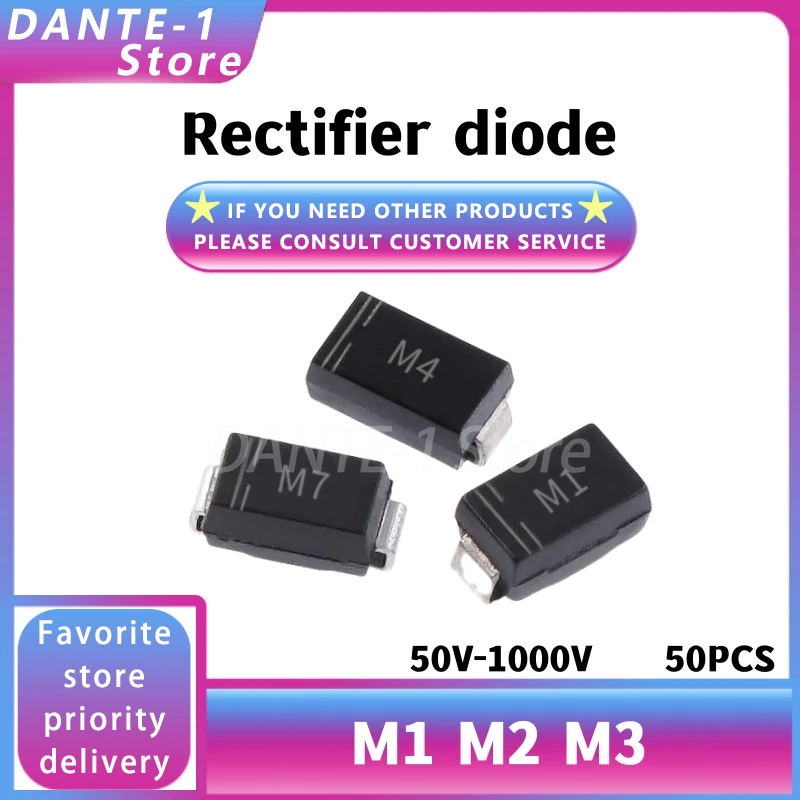 SMD Rectifier Diode M1 M4 M7 SMA 1A 400V 1000V 1N4001/4004/4007