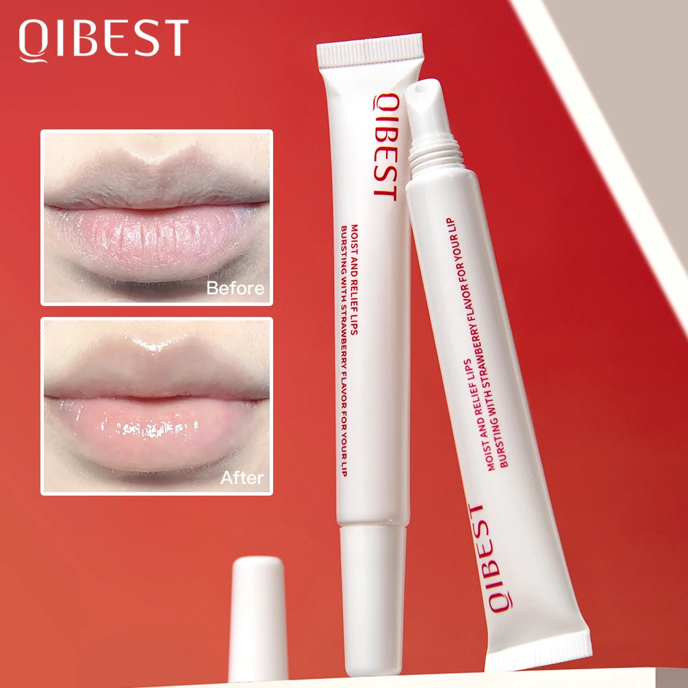 Qibest bálsamo labial óleo hidratante de longa duração reduzir lábio linha fina máscara labial dormir lábios esfoliante gel maquiagem cuidados com os lábios