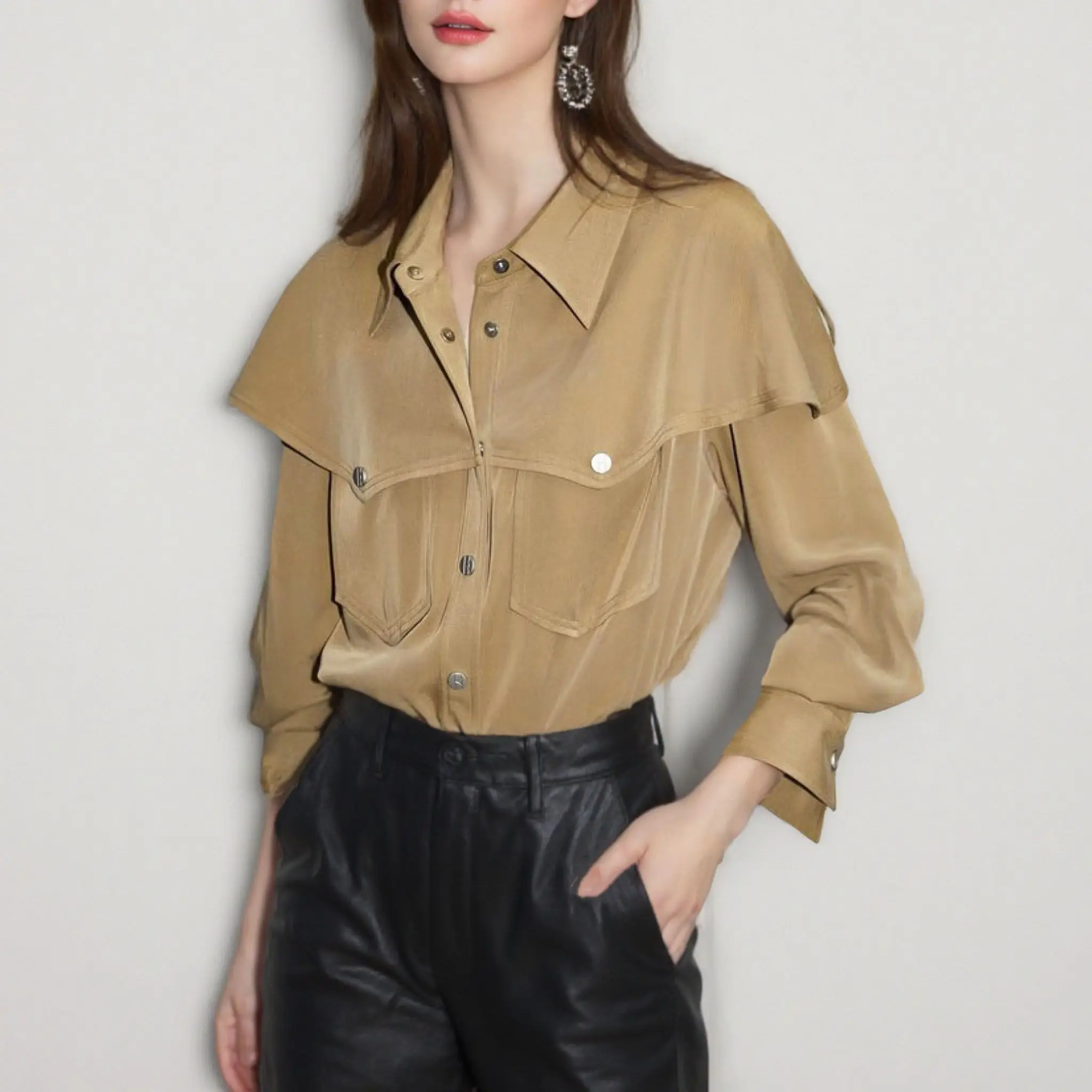 

Women's Clothing 2025 Autumn New Design Loose and Slimming Shirt Unique Temperament Top