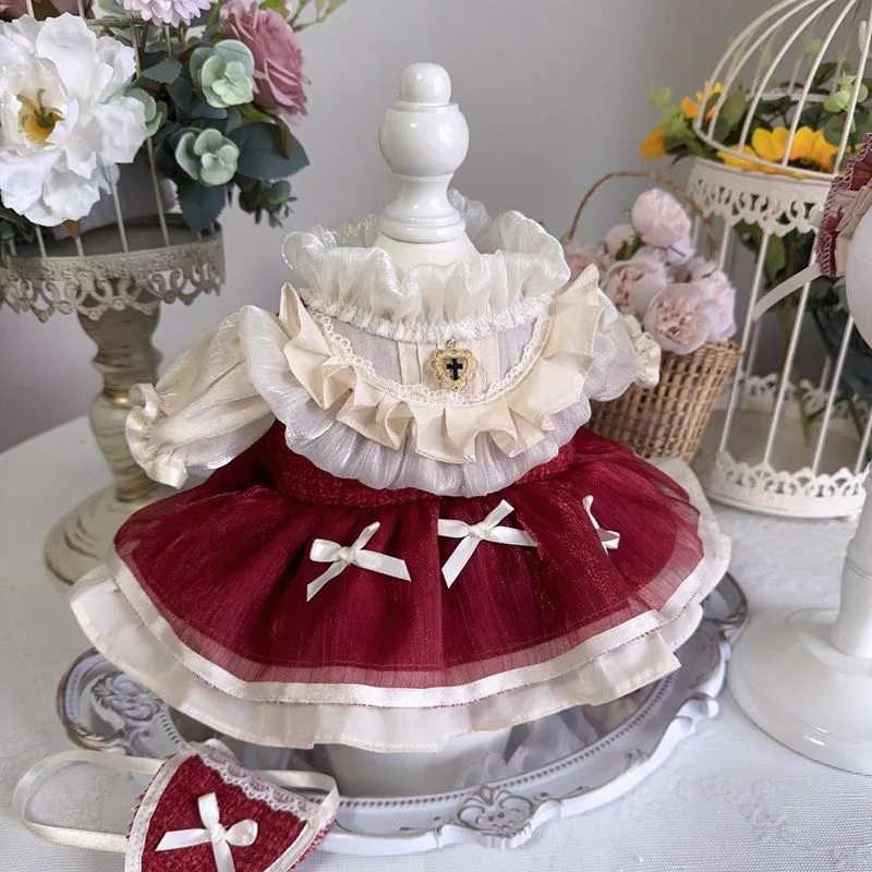 ตุ๊กตาผ้าฝ้ายขนาด 40 ซม. ชุดสีแดง, ชุดตุ๊กตาขนาด 20 ซม. กระโปรงตุ๊กตา Xingdailu /Lina / Beier, ชุดตุ๊กตา Reborn ขนาด 50-55 ซม.