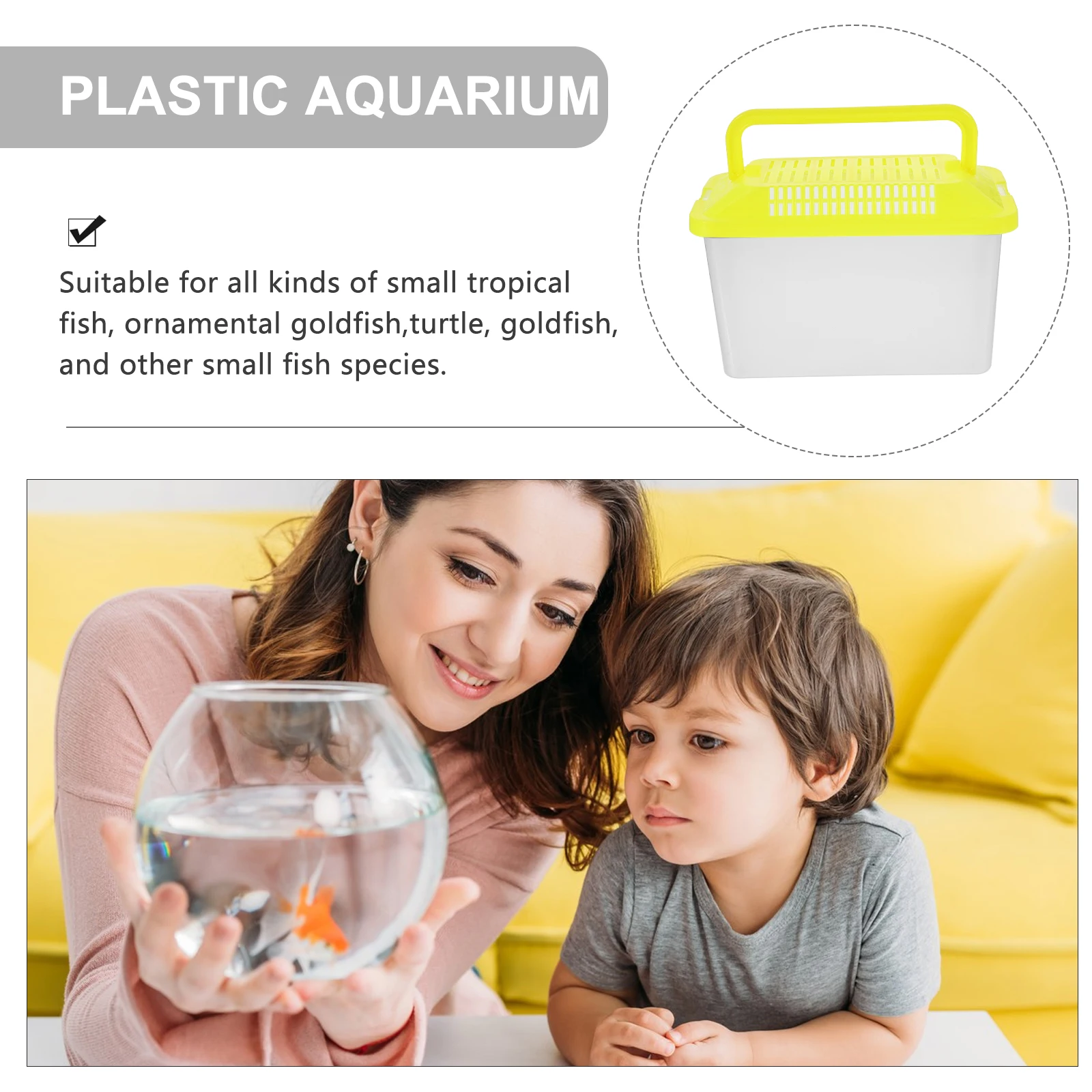 

Turtle Fish Tank Pet Transport Box Portable Handheld Plastic Small Carrier for Travel